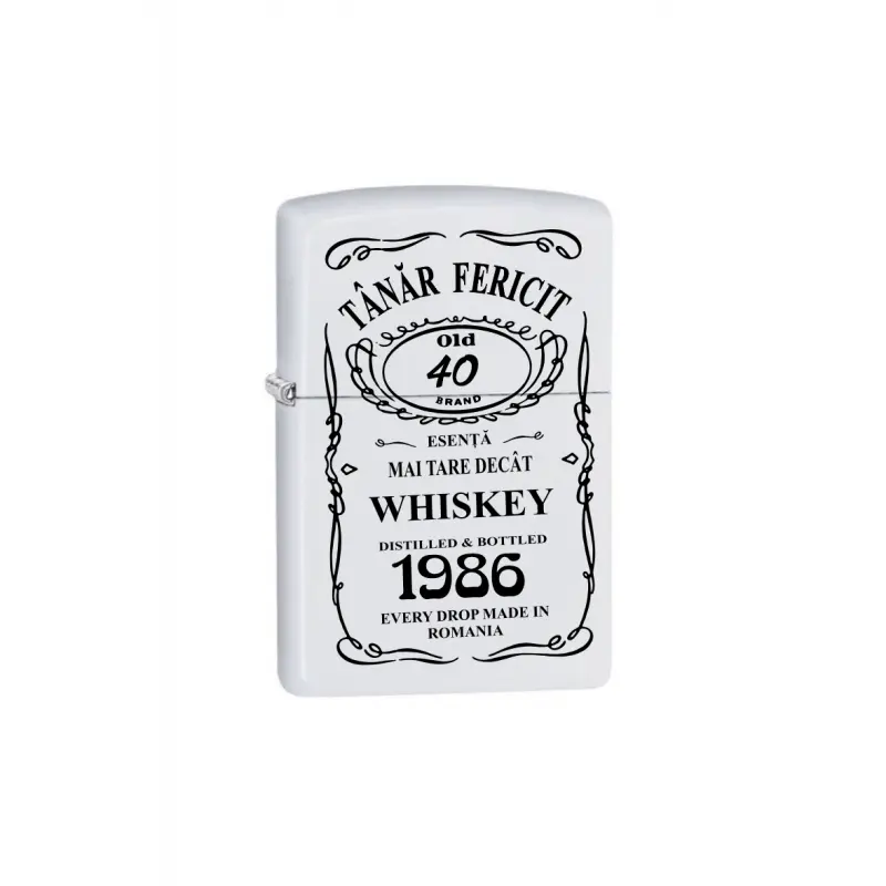 Tanar fericit 40, bricheta metalica gravata laser cu mesaj